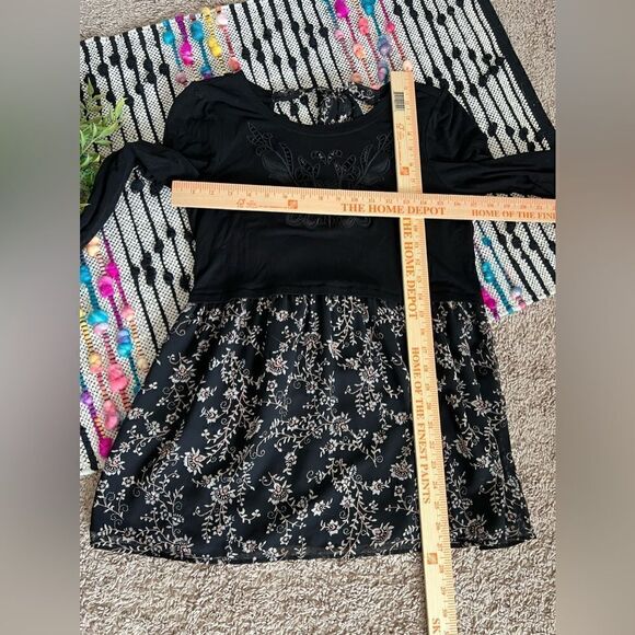 Pea In The Pod Black Floral Eyelet Embroidery Long Sleeve Maternity Blouse Sz S - Picture 7 of 9